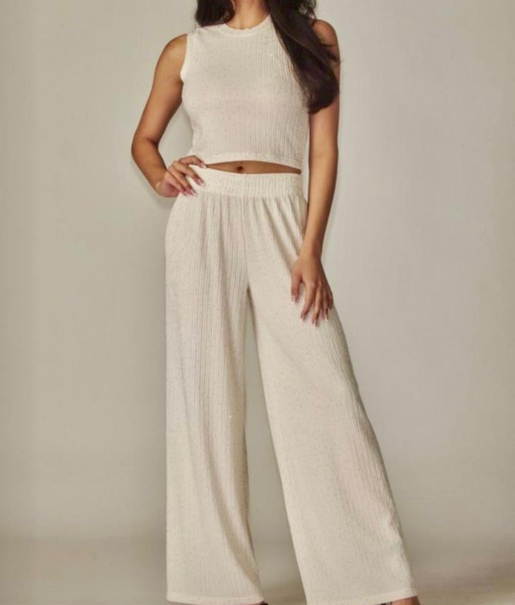 Rhinestone Crop Top Set