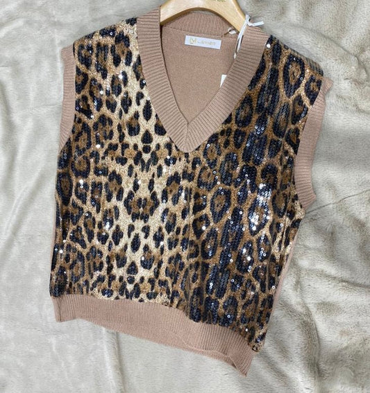 Top Knitted Vest Leopard 59068