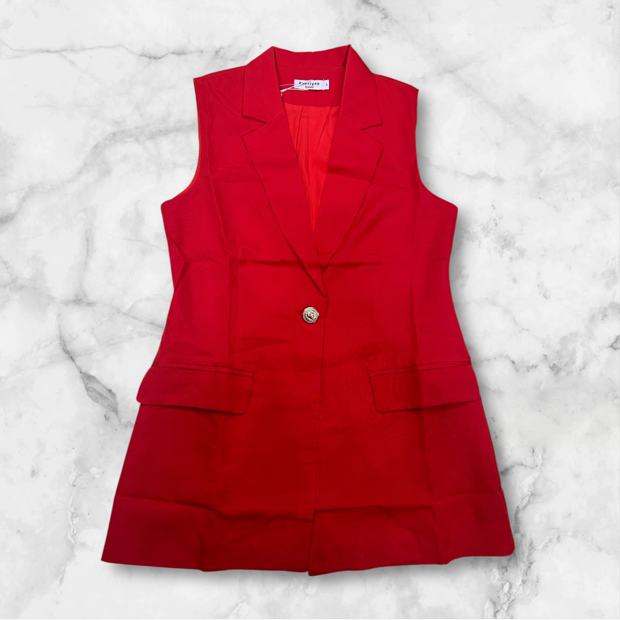 Long red vest A791