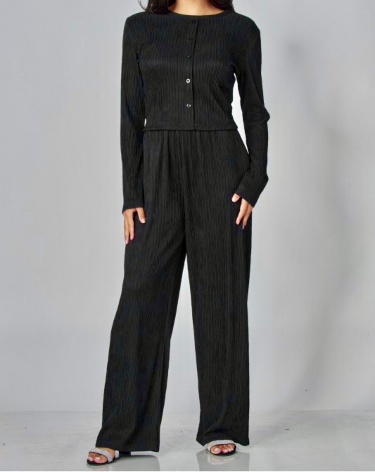 Button Down Round Neck Set