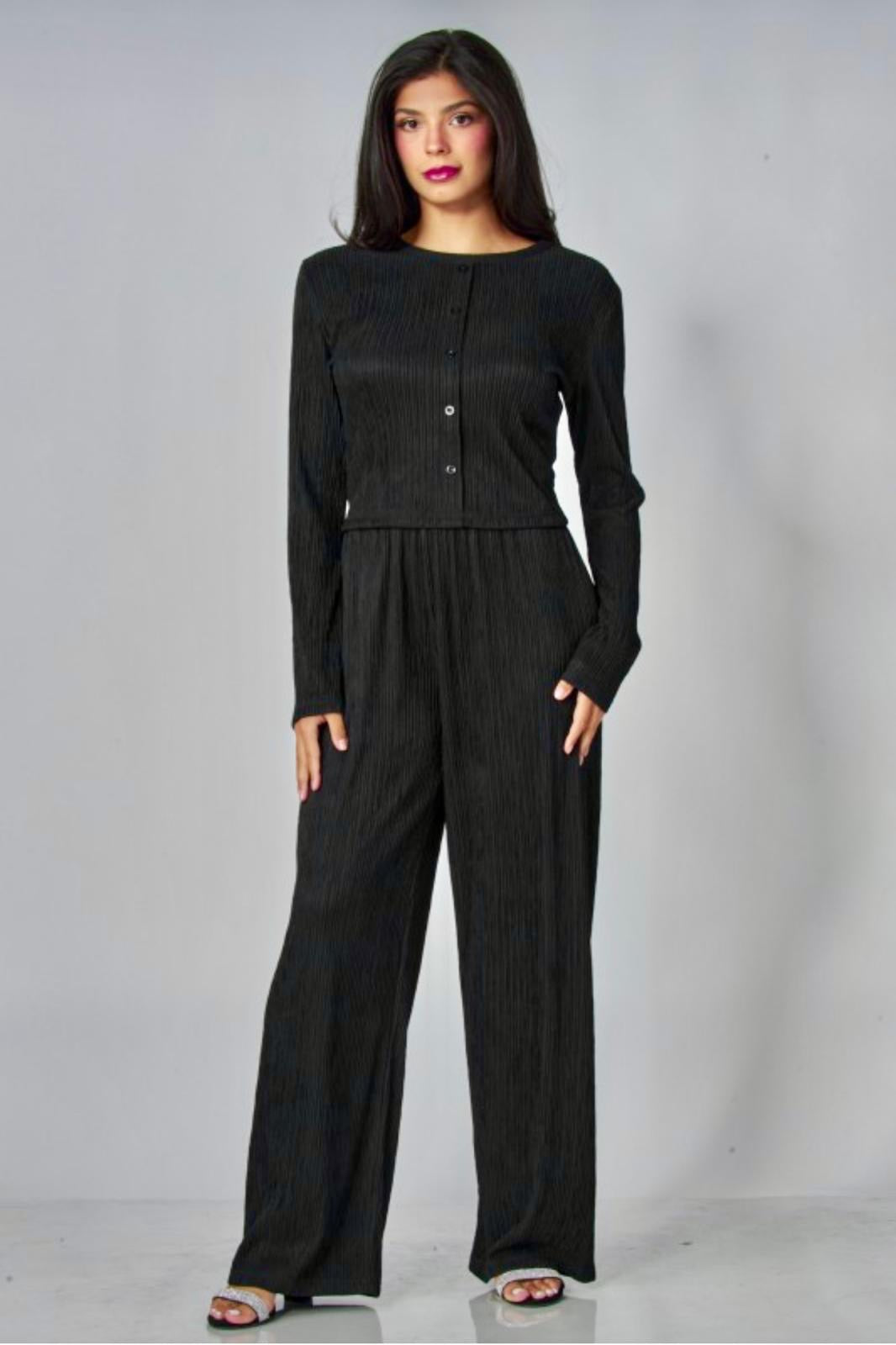 Button Down Round Neck Set